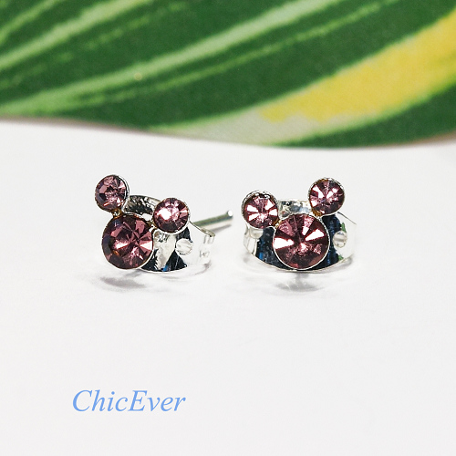 20x Mini-Ohrstecker Micky maus 8315 - lila - zum Schließen ins Bild klicken